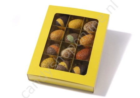 Tosca Praline Paaseitjes Assorti in luxe vensterdoos 150gr.