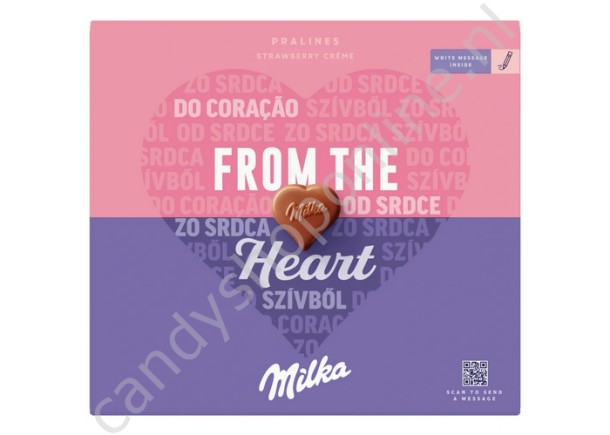 Milka From The Heart chocolade pralines strawberry creme 110 gram
