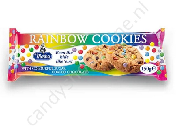 Merba Rainbow Cookies with colourful sugar coating chocolate 150gr.