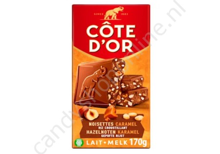 Côte d'Or  Melkchocolade met Hazelnoten, Karamel en gepofte Rijst 170gr.