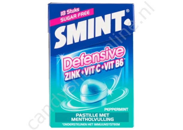 Smint Defensive Pastilles Peppermint Suikervrij Fliptop box 18pcs. 2 stuks