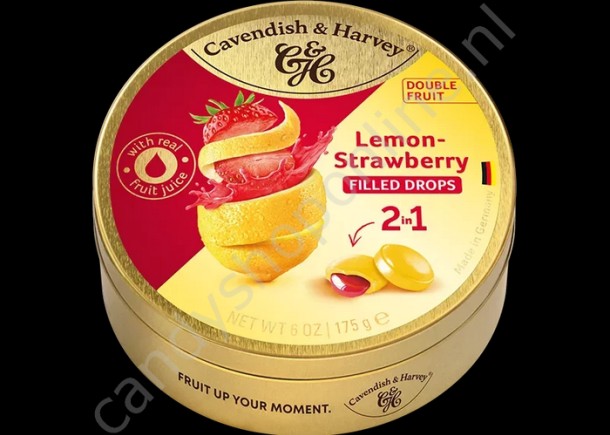 Cavendish & Harvey Double Fruit Drops Lemon with Strawberry filling 175gr.