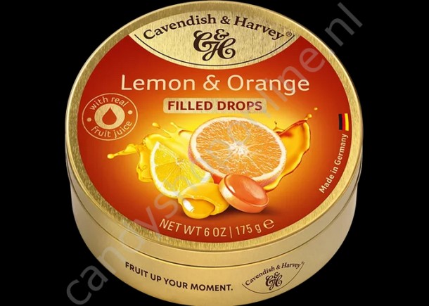 Cavendish & Harvey Filled Lemon & Orange Drops with real Fruit Juice 175gr.