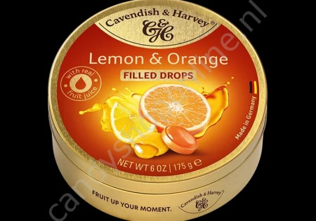 Cavendish & Harvey Filled Lemon & Orange Drops with real Fruit Juice 175gr.