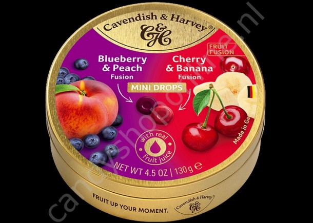 Cavendish & Harvey Fruit Fusion Drops Bosbes & Perzik / Kers & Banaan 130gr.