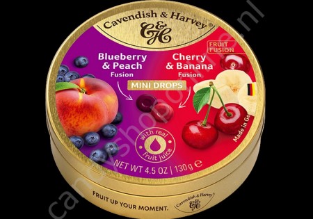 Cavendish & Harvey Fruit Fusion Drops Bosbes & Perzik / Kers & Banaan 130gr.