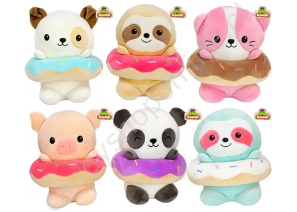 Kawaii Pluche Donut 19cm. met snoepzak