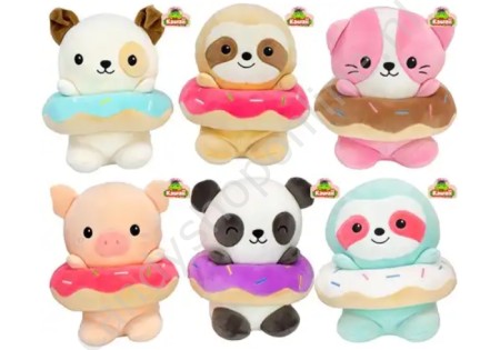 Kawaii Pluche Donut 19cm. met snoepzak