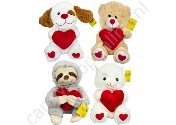 Sunkid Pluche Dieren met Hart 25cm. met snoepzak