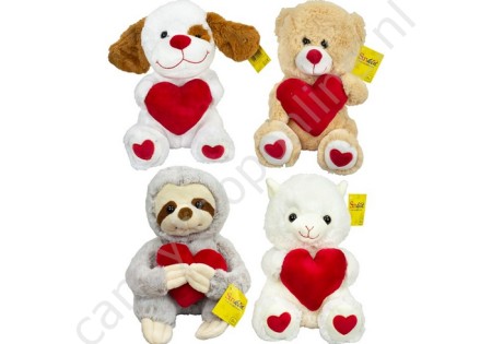 Sunkid Pluche Dieren met Hart 25cm. met snoepzak