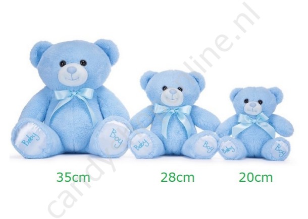 Pluche Beer Baby Blauw 28cm. met snoepzak