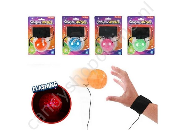  Bal 5cm met Licht Bungee Elastiek + enkelband assorti 10,5x19,5cm met snoepzak