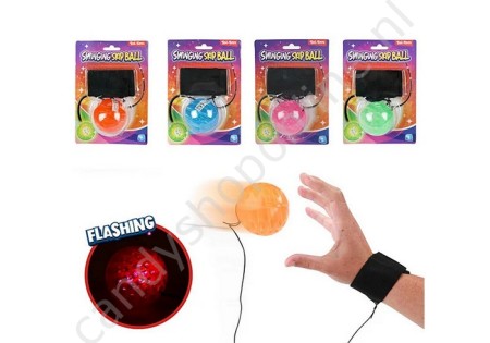  Bal 5cm met Licht Bungee Elastiek + enkelband assorti 10,5x19,5cm met snoepzak