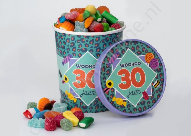 Candy Bucket "30 JAAR" met 500gr. snoepmix
