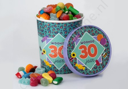 Candy Bucket "30 JAAR" met 500gr. snoepmix