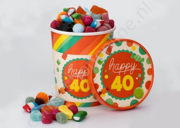 Candy Bucket "40 JAAR" met 500gr. snoepmix