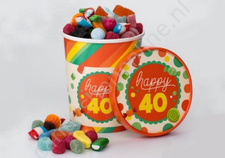 Candy Bucket "40 JAAR" met 500gr. snoepmix
