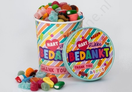 Candy Bucket "BEDANKT" met 500gr. snoepmix