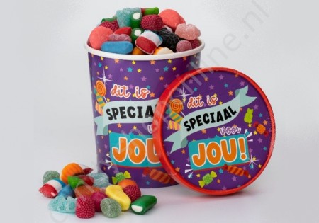 Candy Bucket "SPECIAAL VOOR JOU" met 500gr. snoepmix