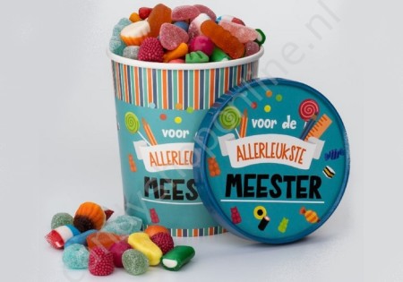 Candy Bucket "MEESTER" met 500gr. snoepmix
