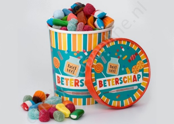 Candy Bucket "BETERSCHAP" met 500gr. snoepmix