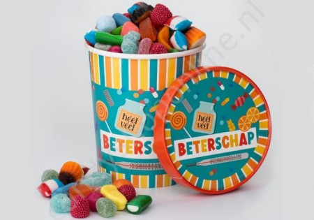 Candy Bucket "BETERSCHAP" met 500gr. snoepmix