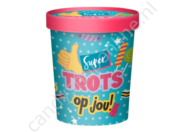 Candy Bucket "TROTS OP JOU" met 500gr. snoepmix
