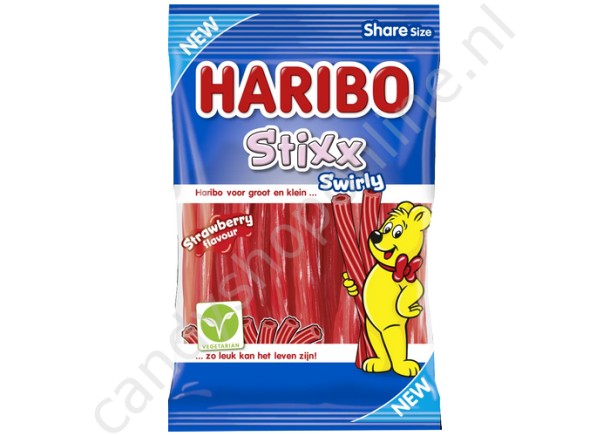 Haribo Stixx Swirly strawberry flavour 160gr.