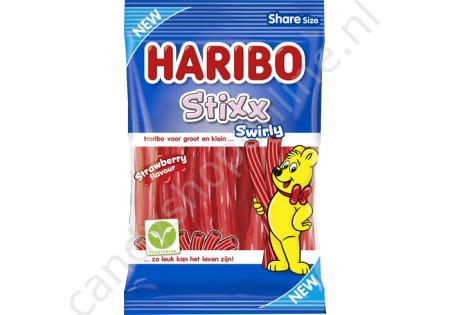 Haribo Stixx Swirly strawberry flavour 160gr.