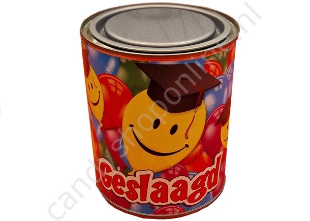 Blik Geslaagd smiley 500gr.
