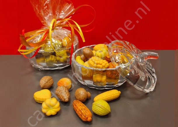 Chocolade Herfst Melange glazen pompoenschaal 500gr.