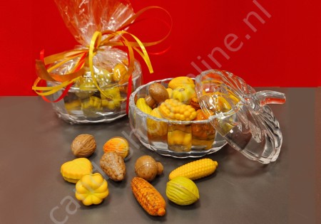 Chocolade Herfst Melange glazen pompoenschaal 500gr.