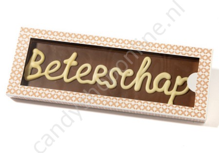 Belgische Chocolade Tablet in Luxe Doos "Beterschap" ±250gr.
