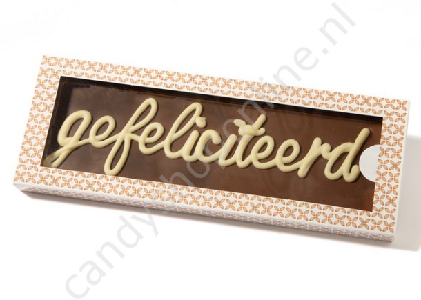 Belgische Chocolade Tablet in Luxe Doos "Gefeliciteerd" ±250gr.