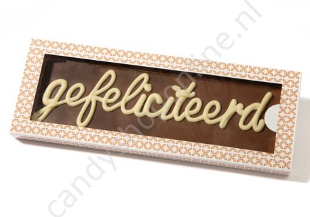 Belgische Chocolade Tablet in Luxe Doos "Gefeliciteerd" ±250gr.