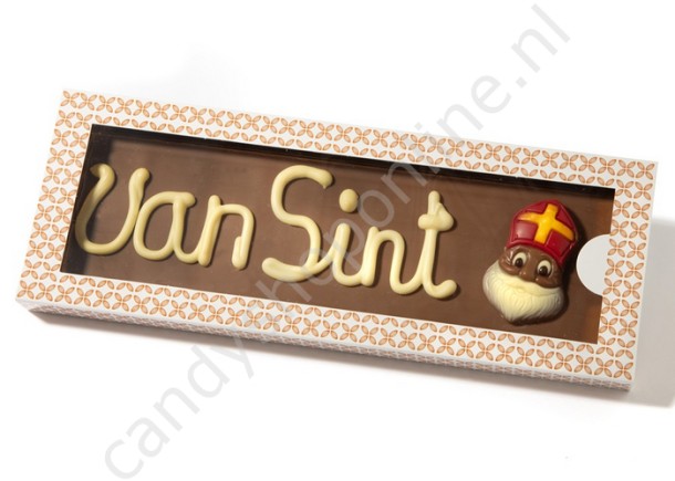 Belgische Chocolade Tablet in Luxe Doos "Van Sint" ±250gr.