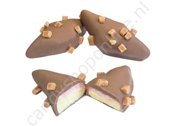 Belgische Chocolade Spekjes Melk met Karamelblokjes 150gr.