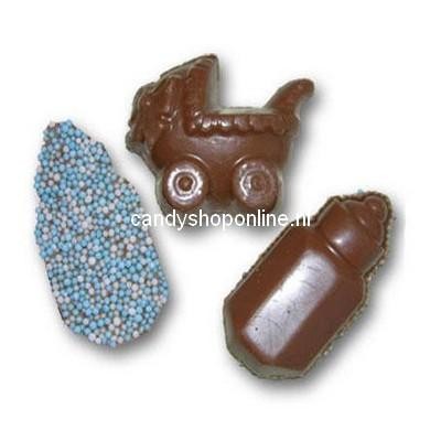 Dragee Chocolade Geboortemix Klein Blauw ±4cm 200gr.