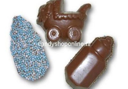 Dragee Chocolade Geboortemix Klein Blauw ±4cm 200gr.