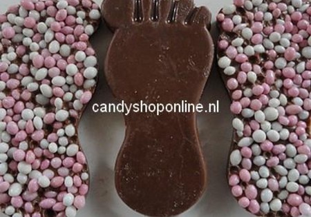 Lambertz Chocolade Voetjes Roze/wit Anijszaad