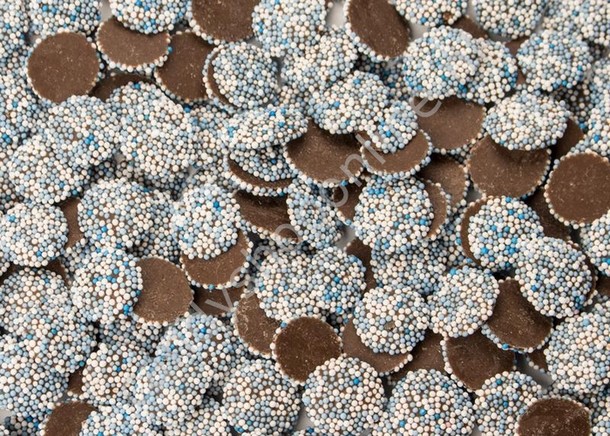Vanestra Chocolade Flikjes Mini ±2cm Blauw 200gr.