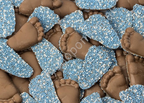 Heijningen Chocolade Babyvoetjes Blauw ±4cm 18 stuks