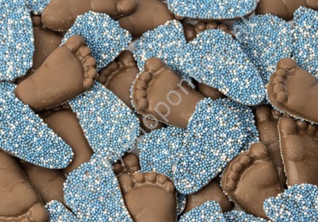 Heijningen Chocolade Babyvoetjes Blauw ±4cm 200gr.
