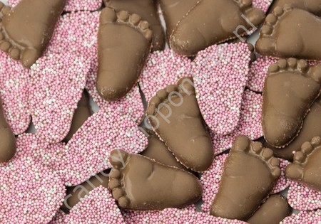 Heijningen Chocolade Babyvoetjes Roze ±4cm 18 stuks