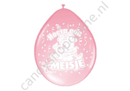 Geboorte Ballonnen Hoera een Meisje 8 stuks
