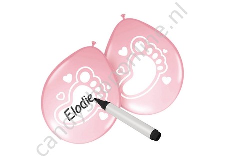 Beschrijfbare Ballonnen Baby Meisje 6 stuks