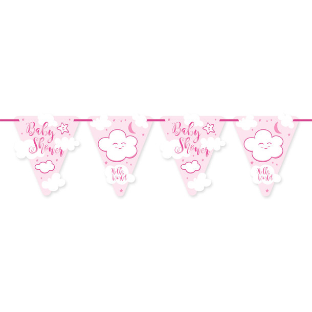 Roze Babyshower Meisje Vlaggenlijn 6 meter