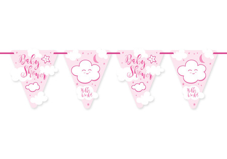 Roze Babyshower Meisje Vlaggenlijn 6 meter