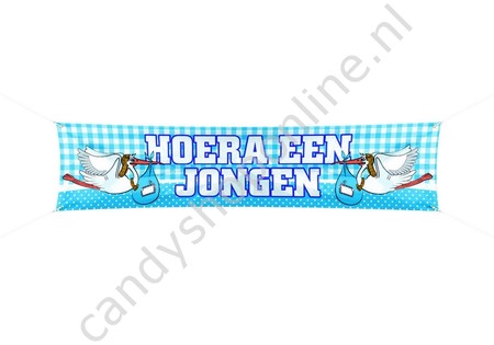 Spandoek Hoera een Jongen 177x41cm