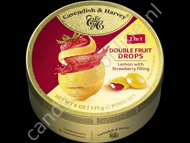 Cavendish & Harvey Double Fruit Drops Lemon with Strawberry filling 175gr.